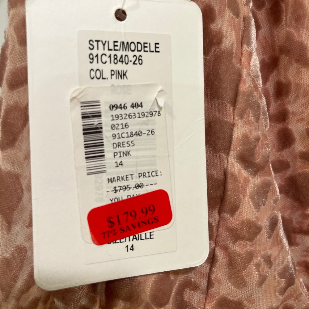 Brand New Mikhael Aghal pink velvet burnout dress size 14
